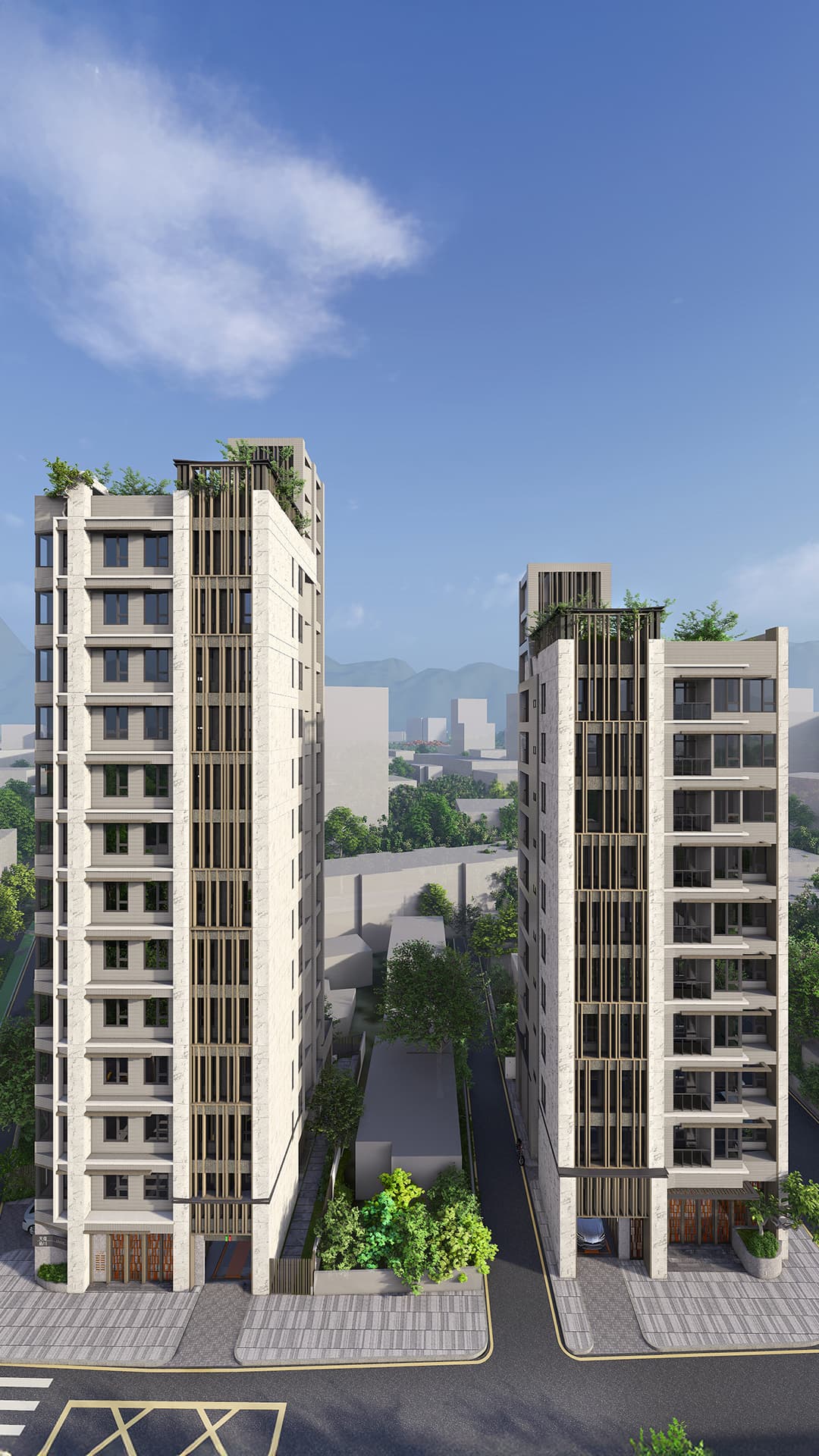 天母品川建築立面3D合成示意參考圖